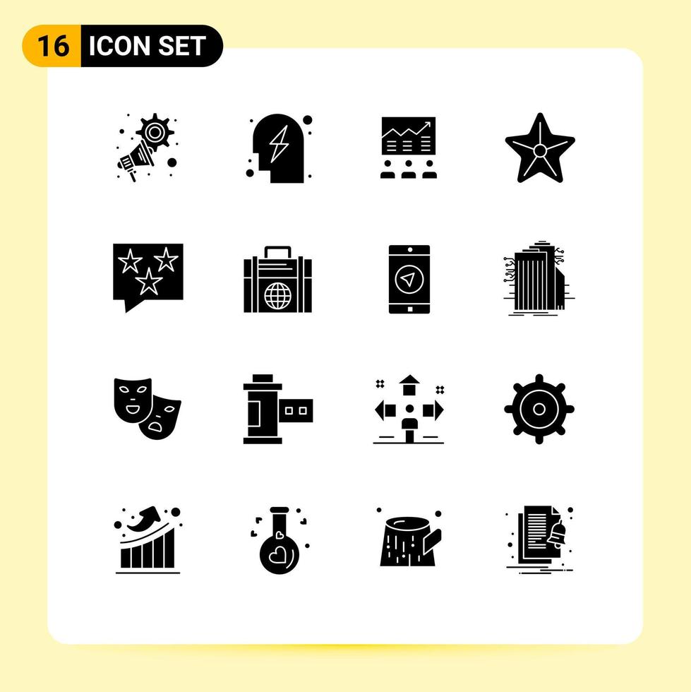 satz von 16 modernen ui-symbolen symbolzeichen für star beach team erfolgsbemühungen editierbare vektordesignelemente vektor