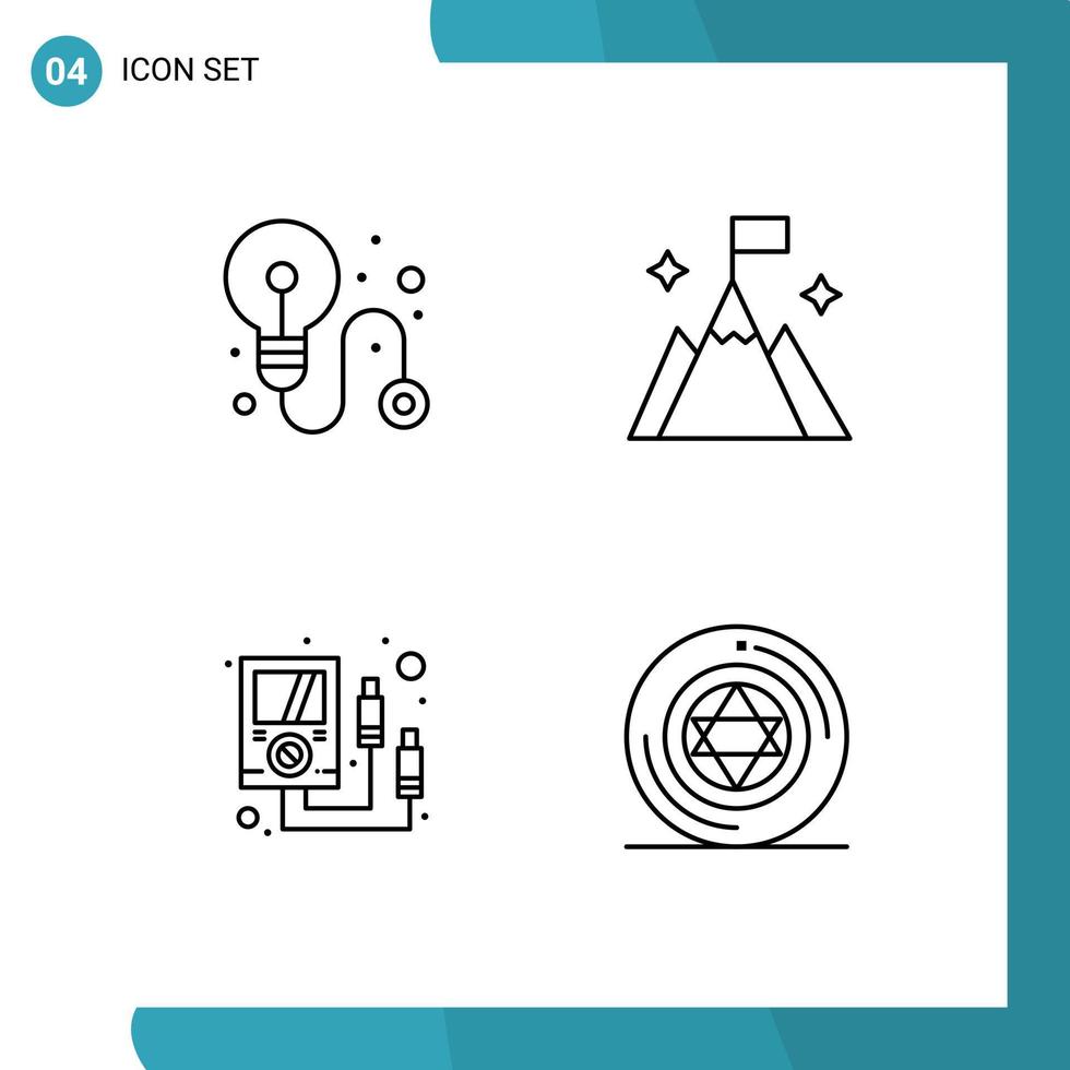 Line Pack mit 4 universellen Symbolen für Business Meter Mountain Interface Circle editierbare Vektordesign-Elemente vektor