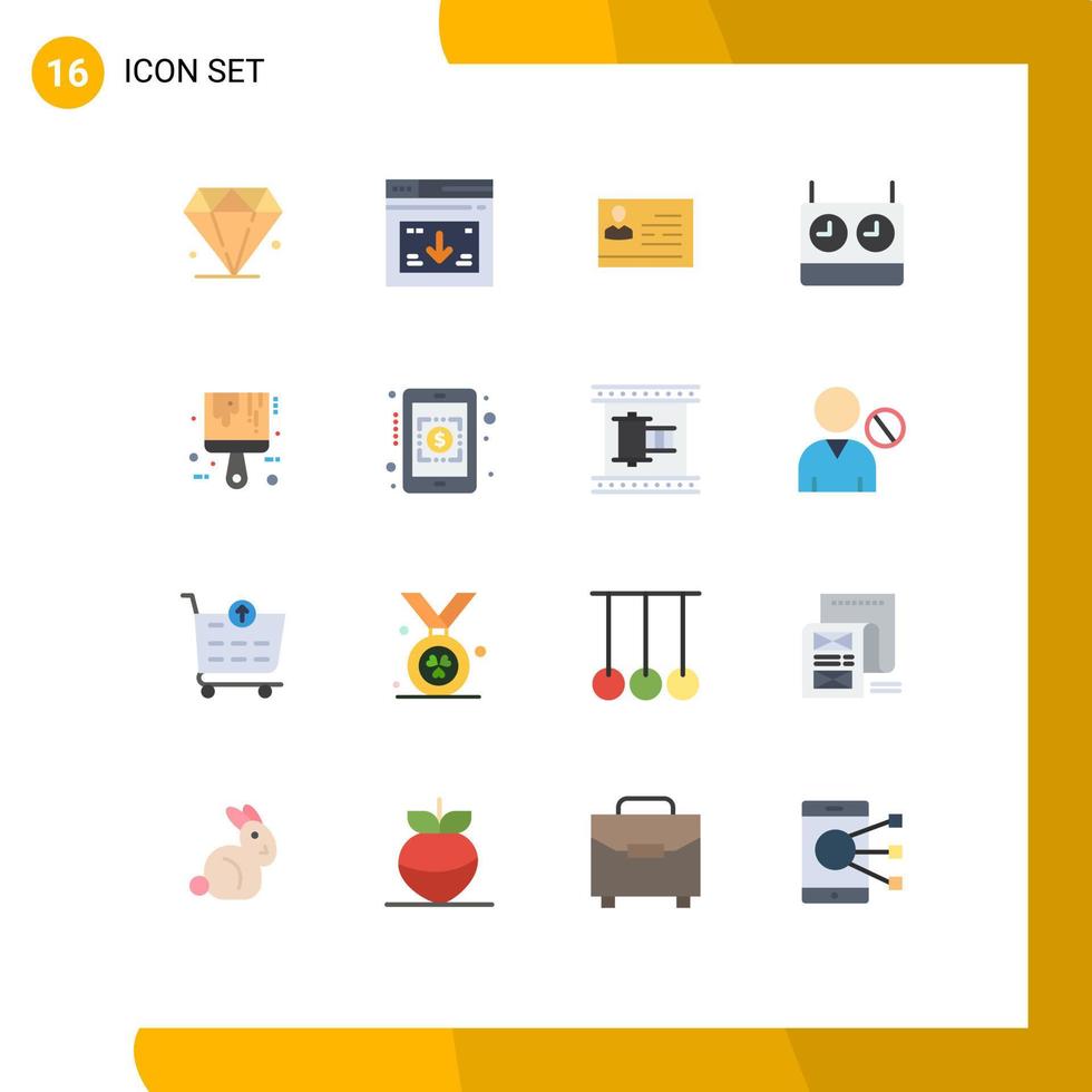 grupp av 16 platt färger tecken och symboler för måla timer licens till arbete klocka id redigerbar packa av kreativ vektor design element