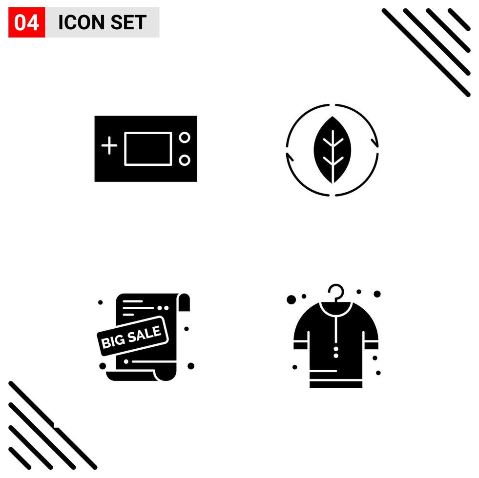 Pixel perfektes Set aus 4 soliden Symbolen Glyphen-Icon-Set für die Gestaltung von Websites und die Schnittstelle für mobile Anwendungen vektor