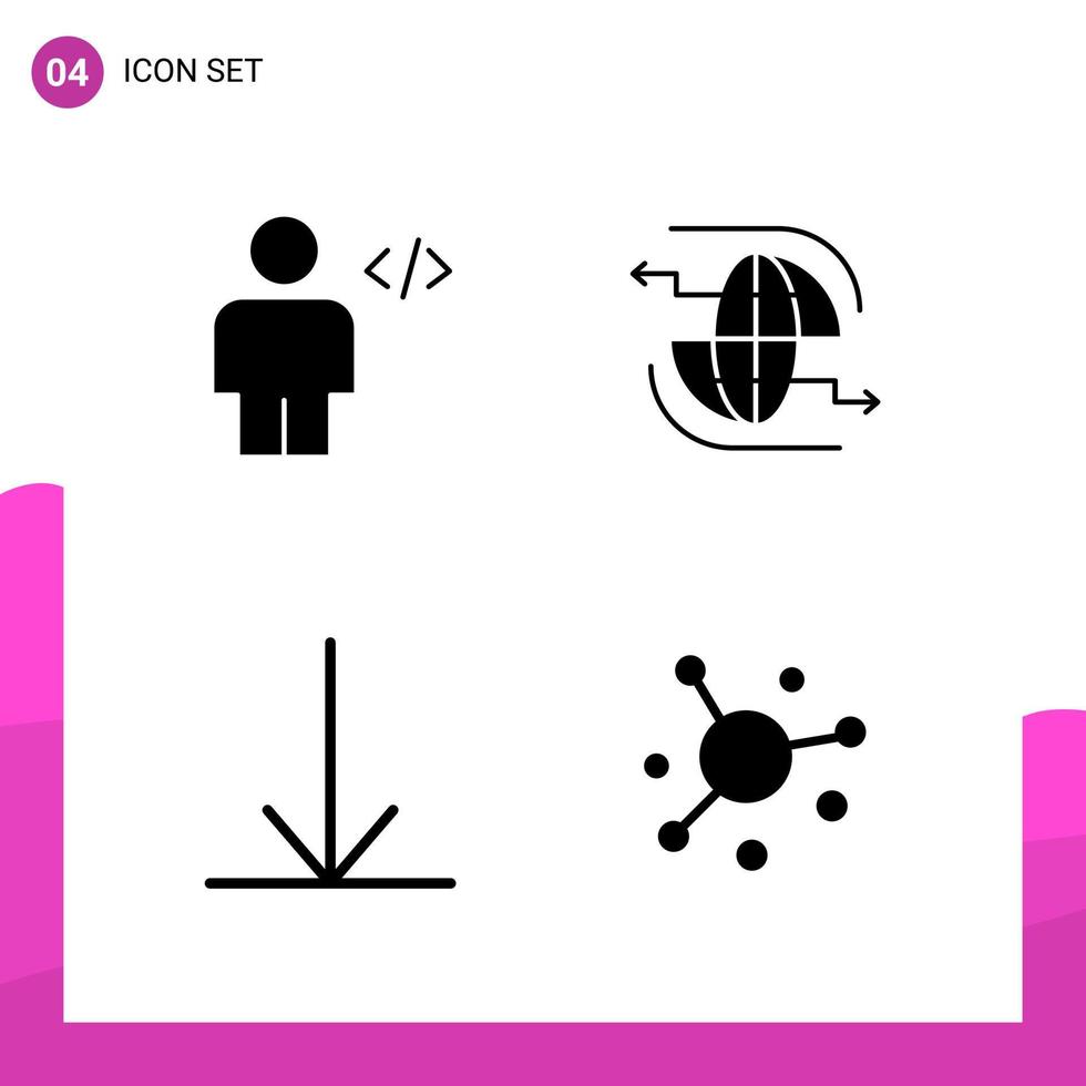 Glyphen-Icon-Set-Paket mit 4 soliden Icons isoliert auf weißem Hintergrund für reaktionsfähige Website-Design-Druck- und mobile Anwendungen vektor