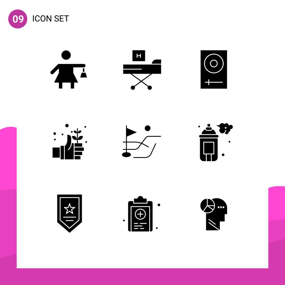 uppsättning av 9 modern ui ikoner symboler tecken för boll säker trösta dag mixer redigerbar vektor design element