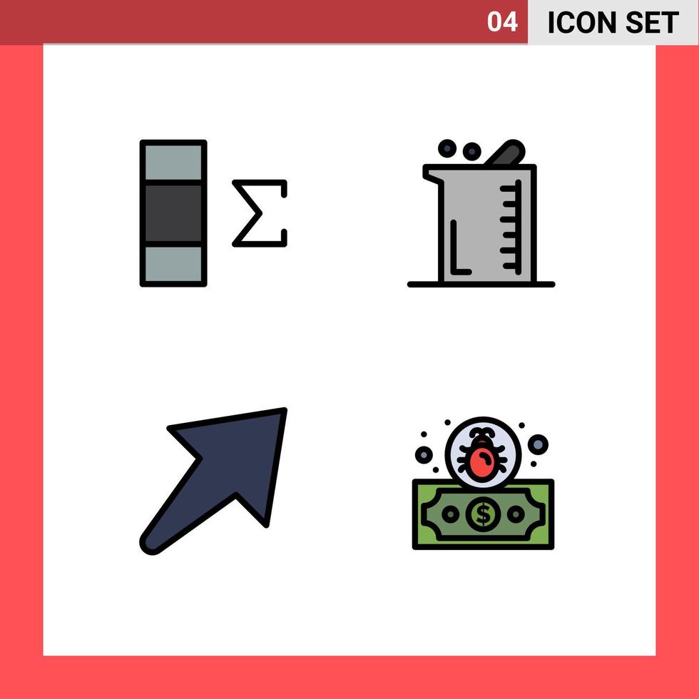 användare gränssnitt packa av 4 grundläggande fylld linje platt färger av kolumn rätt större kemi dollar redigerbar vektor design element