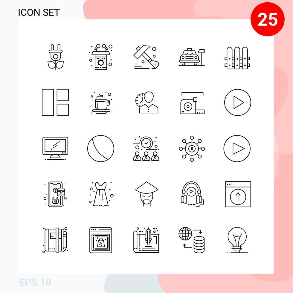 vektor packa av 25 ikoner i linje stil kreativ översikt packa isolerat på vit bakgrund för webb och mobil