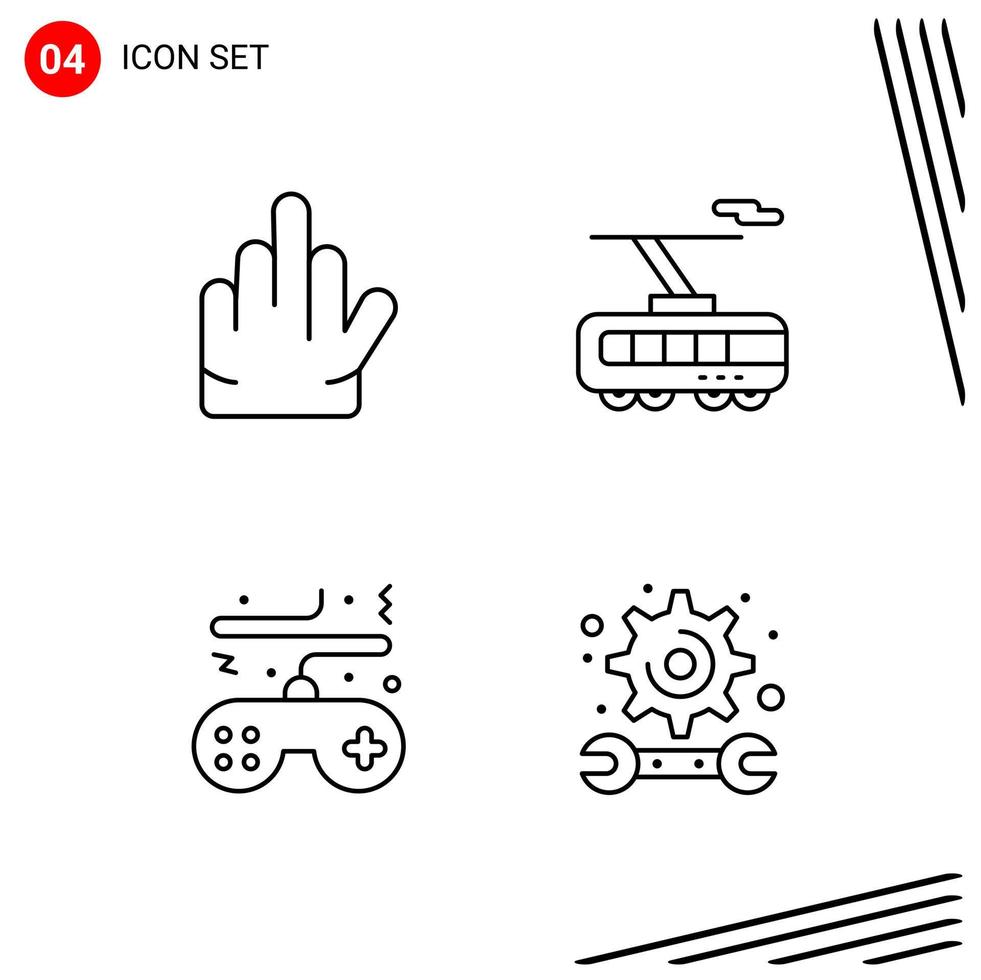 Sammlung von 4 Vektorsymbolen im Linienstil Pixel perfekte Umrisssymbole für Web- und Mobilliniensymbolzeichen auf weißem Hintergrund 4 Symbole vektor