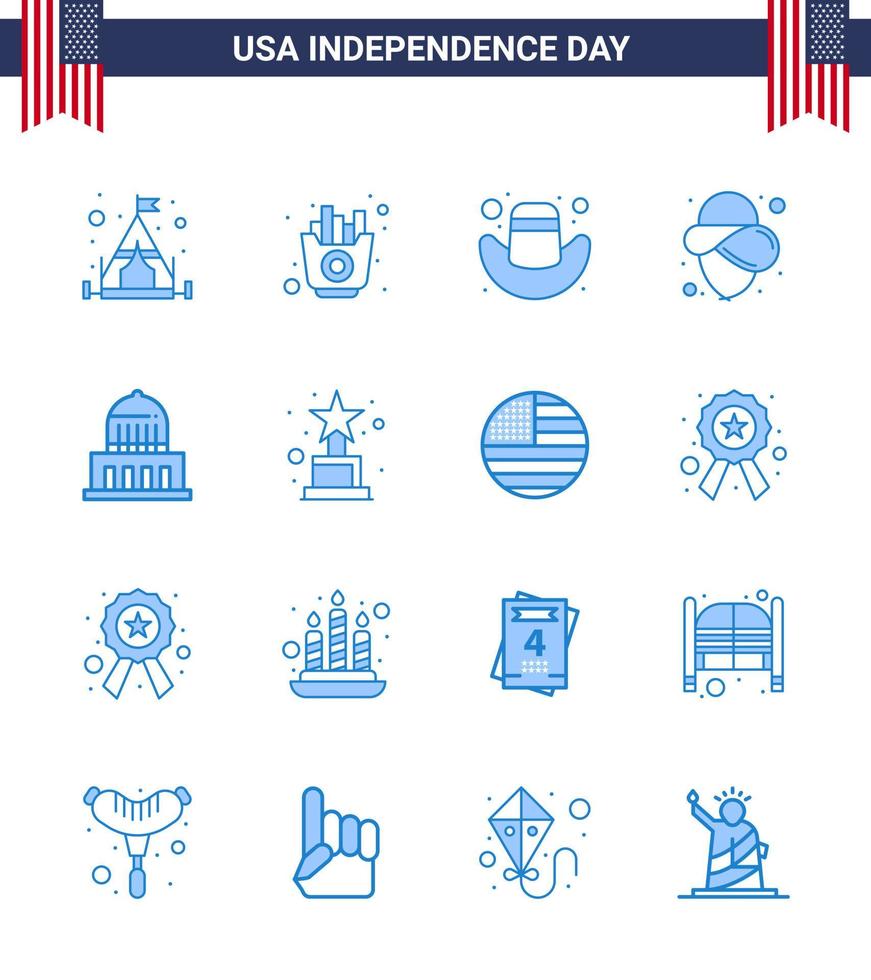 16 kreativ USA ikoner modern oberoende tecken och 4:e juli symboler av prestation landmärke keps stad hatt redigerbar USA dag vektor design element