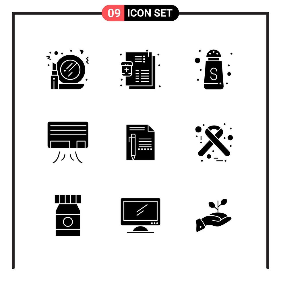 uppsättning av 9 fast stil ikoner för webb och mobil glyf symboler för skriva ut fast ikon tecken isolerat på vit bakgrund 9 ikon uppsättning vektor