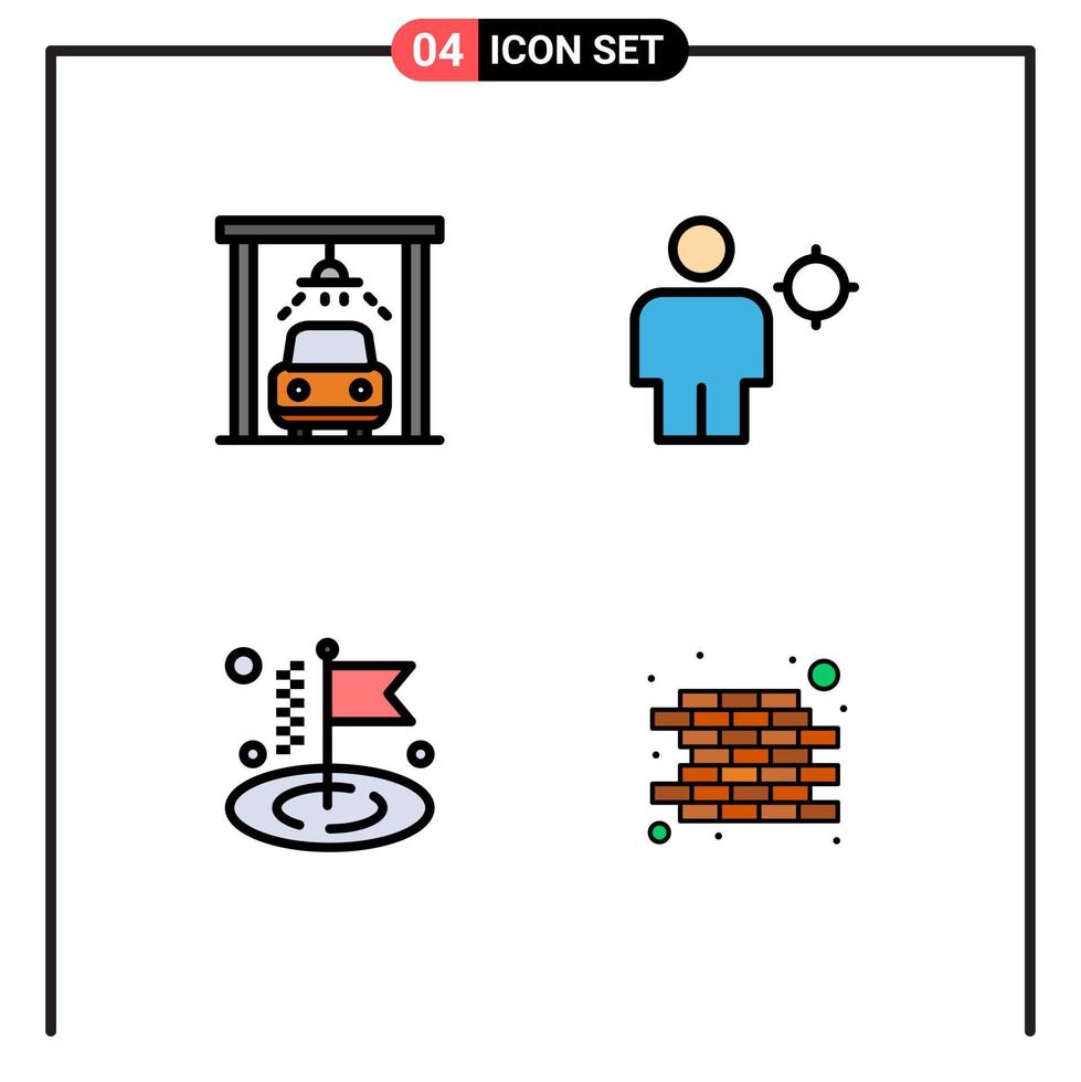 Satz von 4 Vektor-Fülllinien-Flachfarben auf Raster für Auto-Flaggen-Avatar-Standort-Ziegel editierbare Vektor-Design-Elemente vektor