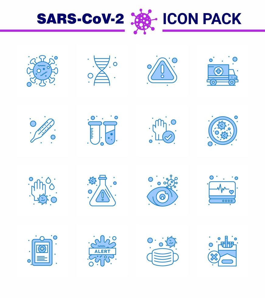 Coronavirus 16 blaues Symbol zum Thema Koronaepidemie enthält Symbole wie Thermometer Fieber Hinweis Transportwagen virales Coronavirus 2019nov Krankheitsvektor Designelemente vektor