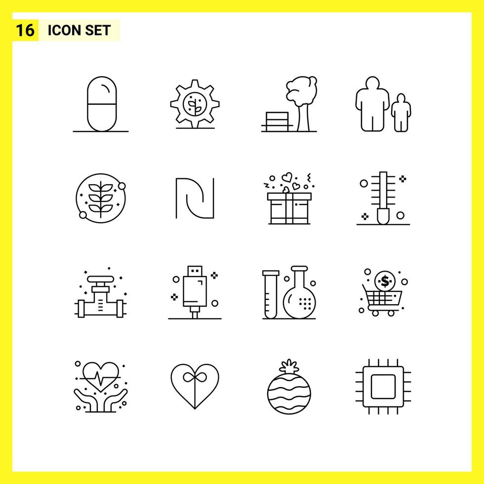 16 Symbolsatz einfache Liniensymbole Umrisszeichen auf weißem Hintergrund für Website-Design, mobile Anwendungen und Printmedien vektor