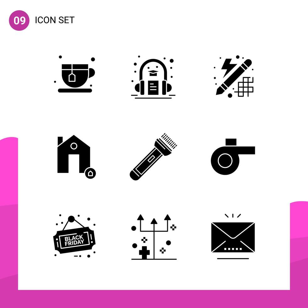 Glyphen-Icon-Set-Paket mit 9 soliden Icons isoliert auf weißem Hintergrund für reaktionsschnelles Website-Design, Druck und mobile Anwendungen vektor