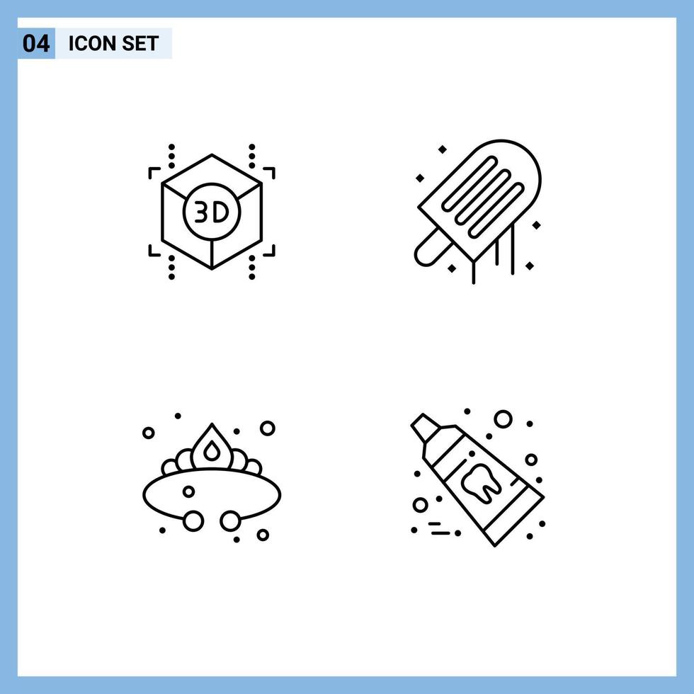 4 kreativ ikoner modern tecken och symboler av kub Smycken strand sommar lyx redigerbar vektor design element