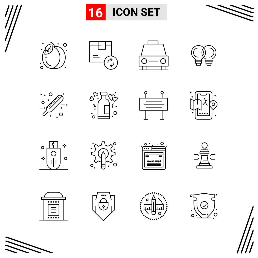16 ikoner linje stil rutnät baserad kreativ översikt symboler för hemsida design enkel linje ikon tecken isolerat på vit bakgrund 16 ikon uppsättning vektor