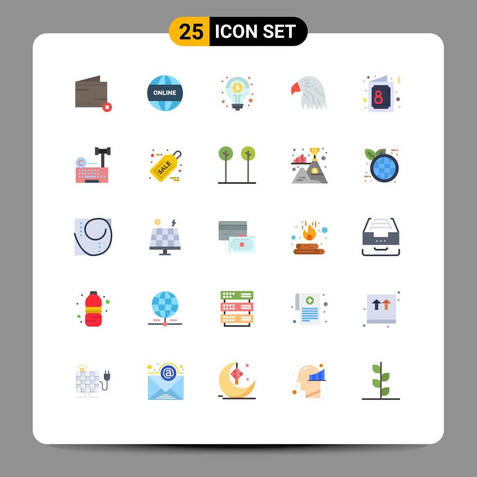 25 universelle flache Farben für Web- und mobile Anwendungen Karte Adlerwelt Vogellösung editierbare Vektordesign-Elemente vektor