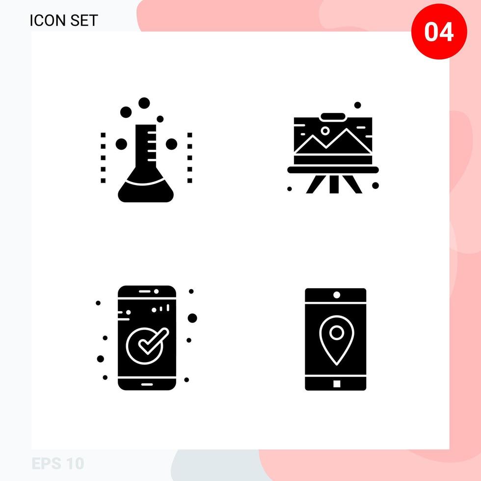 Vektorpaket mit 4 Symbolen im soliden Stil kreatives Glyphenpaket isoliert auf weißem Hintergrund für Web und Handy vektor