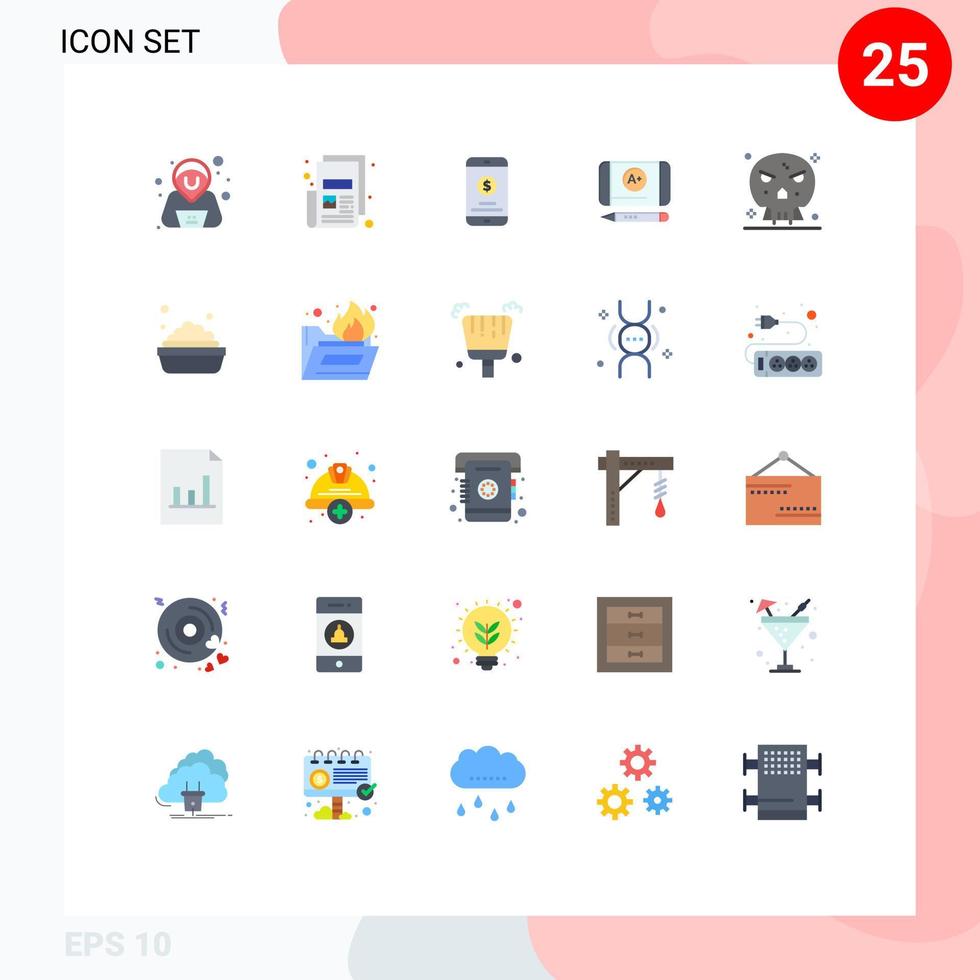 satz von 25 flachen vektorfarben auf raster für schädeltod mobile geldknochen erzielen bearbeitbare vektordesignelemente vektor