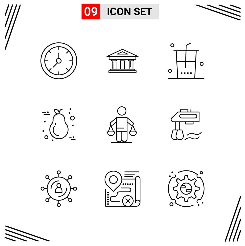 9 ikoner linje stil rutnät baserad kreativ översikt symboler för hemsida design enkel linje ikon tecken isolerat på vit bakgrund 9 ikon uppsättning vektor