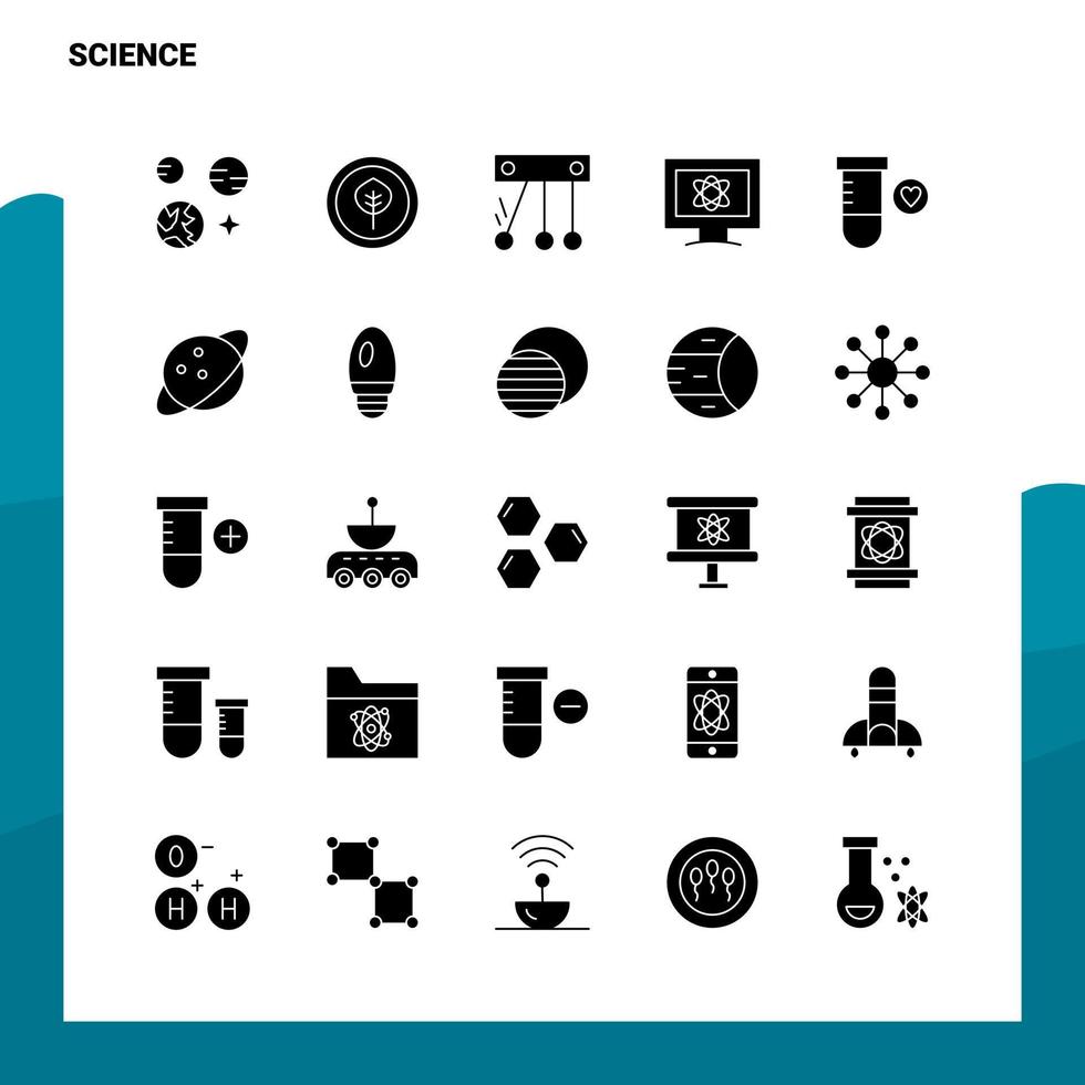 25 Science-Icon-Set solide Glyphen-Icon-Vektor-Illustrationsvorlage für Web- und mobile Ideen für Unternehmen vektor