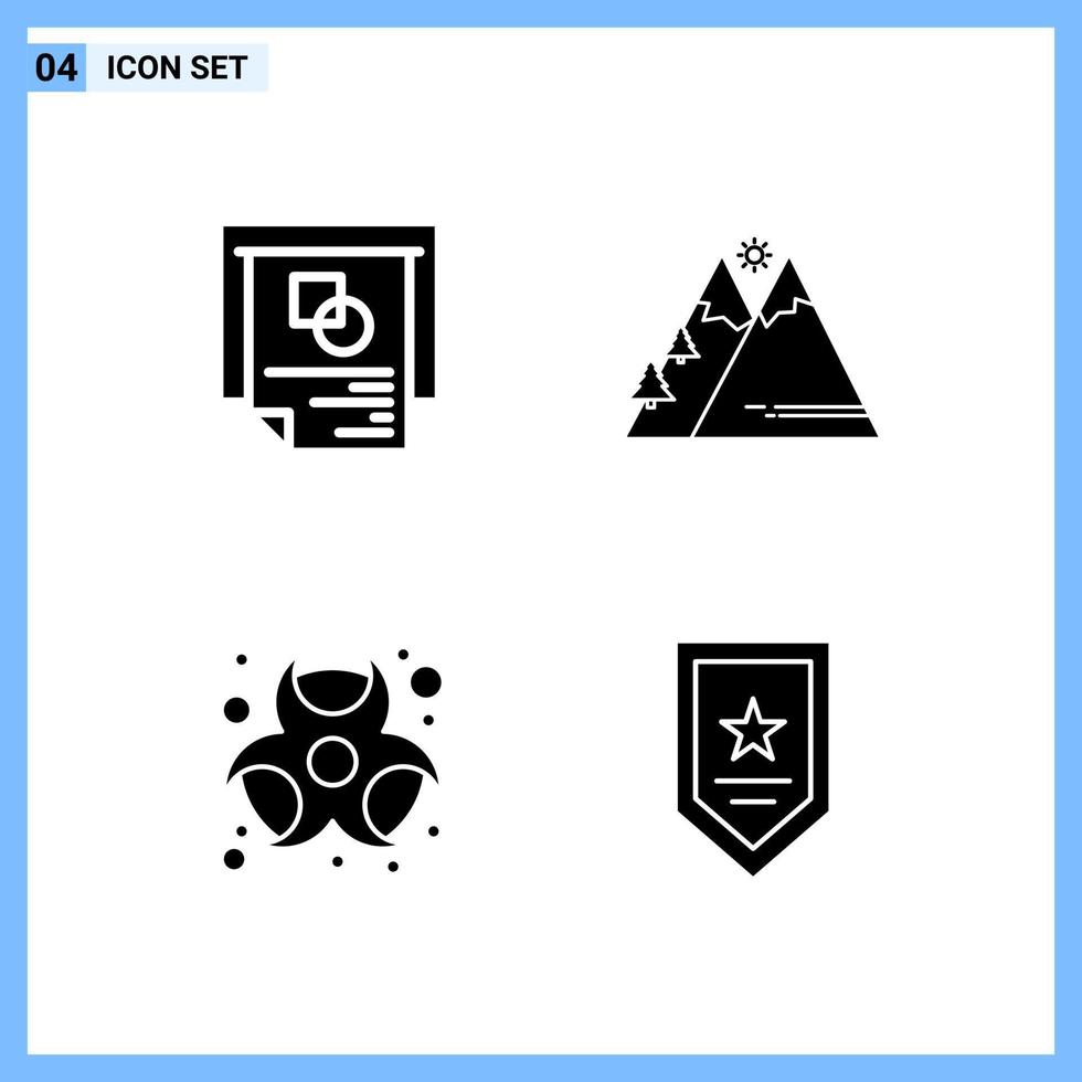 4 ikoner fast stil kreativ glyf symboler svart fast ikon tecken isolerat på vit bakgrund vektor