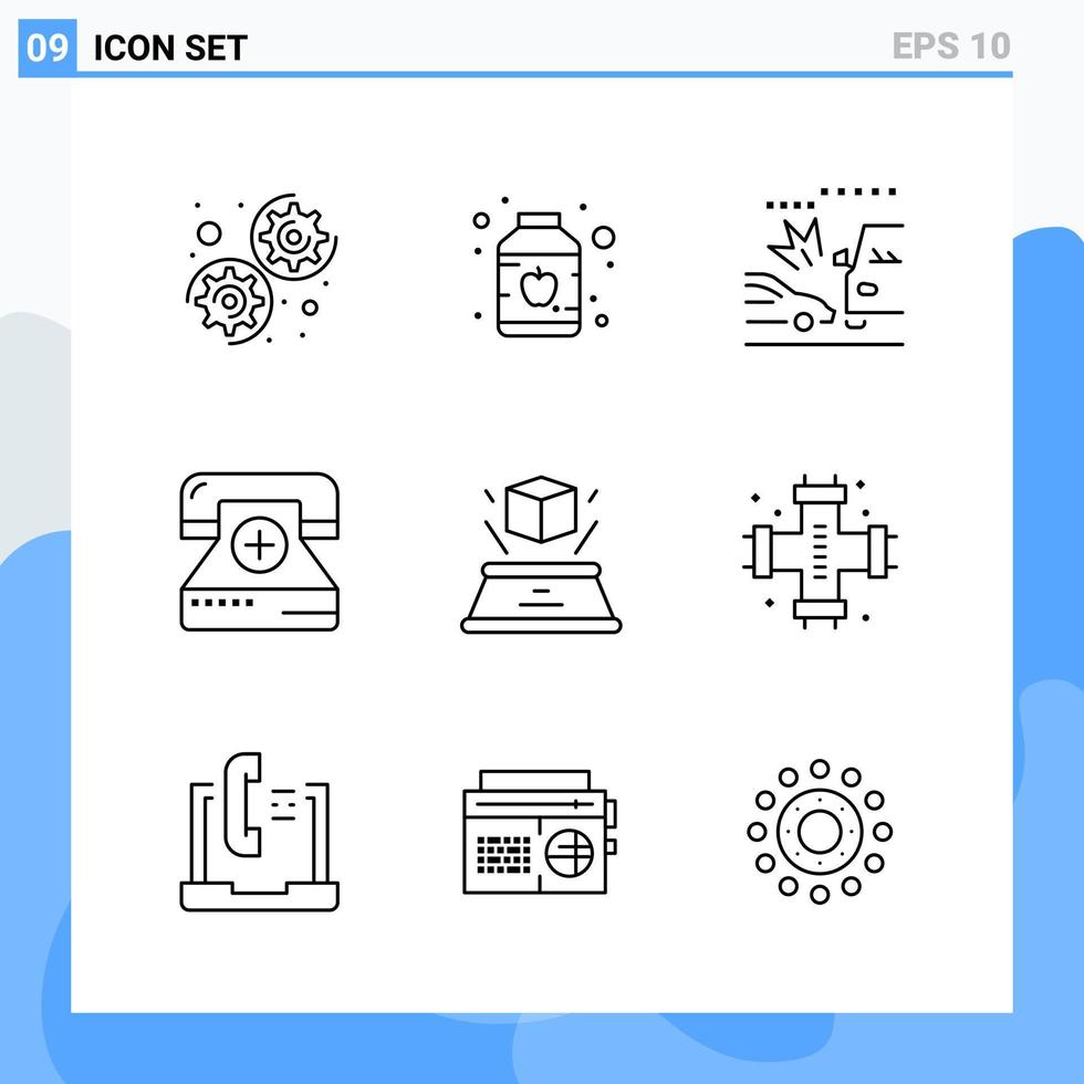 modern 9 linje stil ikoner översikt symboler för allmän använda sig av kreativ linje ikon tecken isolerat på vit bakgrund 9 ikoner packa vektor