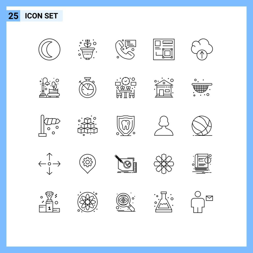packa av 25 modern rader tecken och symboler för webb skriva ut media sådan som moln digital Kontakt design konst redigerbar vektor design element