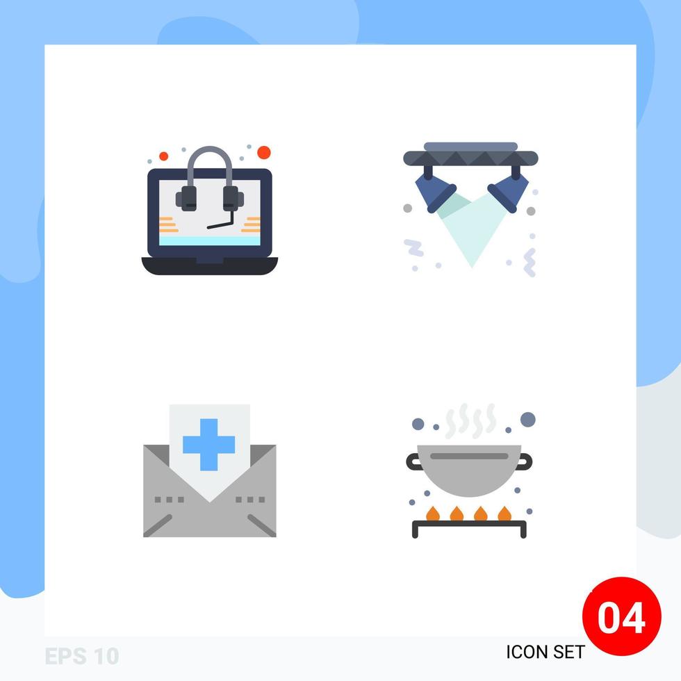 Stock Vector Icon Pack mit 4 Zeilen Zeichen und Symbolen für die Beratung von Krankheitsunterstützung leichte Gesundheit editierbare Vektordesign-Elemente