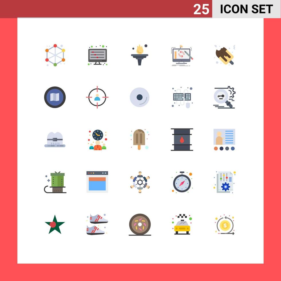 uppsättning av 25 vektor platt färger på rutnät för is grädde verkstad karriär verktyg teknik redigerbar vektor design element