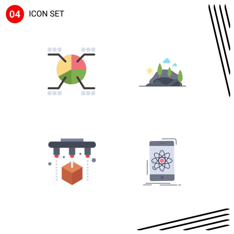packa av 4 modern platt ikoner tecken och symboler för webb skriva ut media sådan som Diagram fabrik statistik natur scanner redigerbar vektor design element