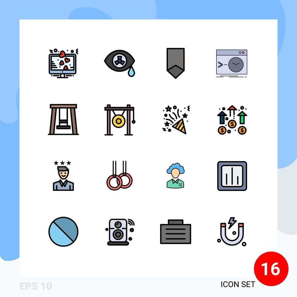 platt Färg fylld linje packa av 16 universell symboler av terminal rot prestation kommando militär redigerbar kreativ vektor design element