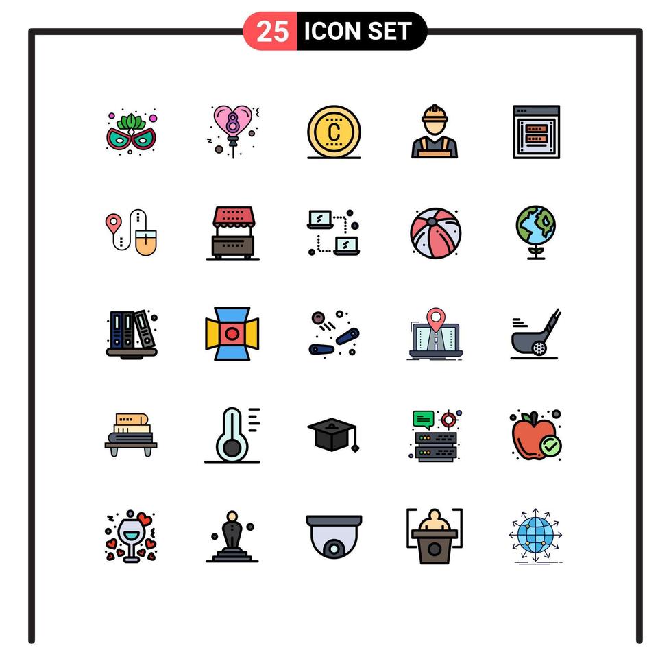 Stock Vector Icon Pack mit 25 Zeilenzeichen und Symbolen für Passwort-Link SEO betrügerische Arbeit editierbare Vektordesign-Elemente