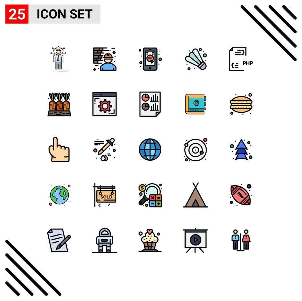 25 kreativ ikoner modern tecken och symboler av kodning spel man badminton mobil redigerbar vektor design element