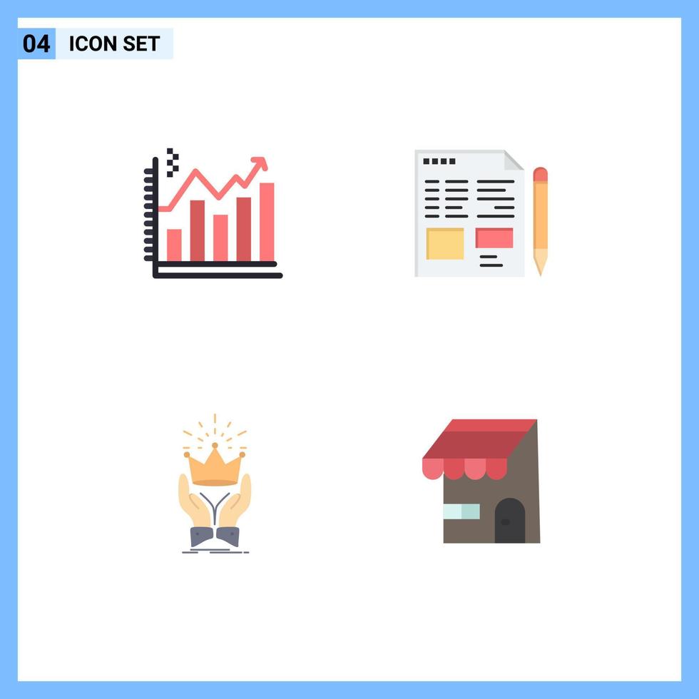 satz von 4 modernen ui symbolen symbole zeichen für die analyse kronendiagramm text könig editierbare vektordesignelemente vektor