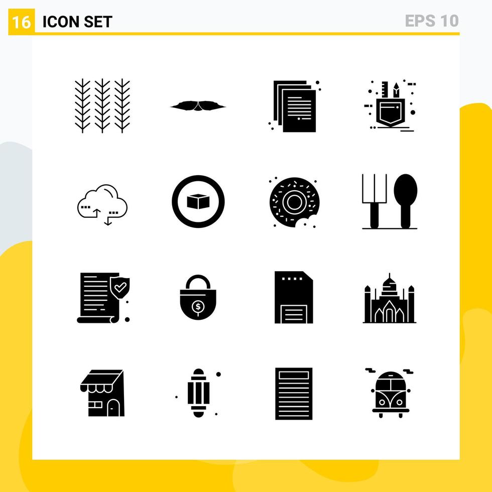 Sammlung von 16 universellen Solid-Icons Icon-Set für Web und Handy vektor