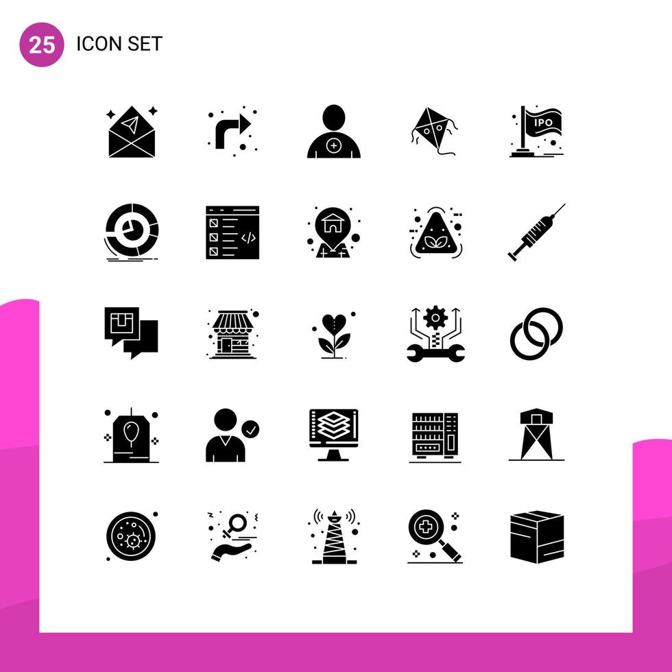 25 användare gränssnitt fast glyf packa av modern tecken och symboler av bar marknadsföra Följ ipo festival redigerbar vektor design element