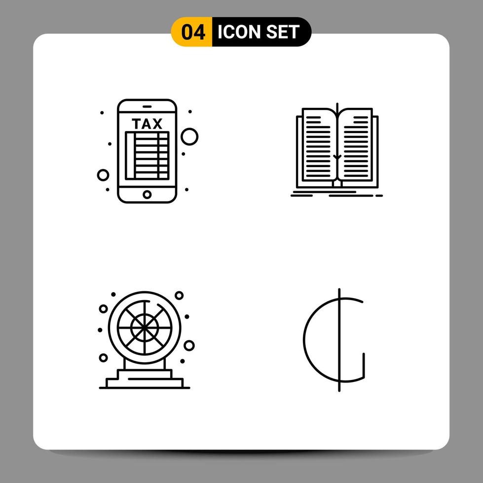 4 svart ikon packa översikt symboler tecken för mottaglig mönster på vit bakgrund 4 ikoner uppsättning vektor