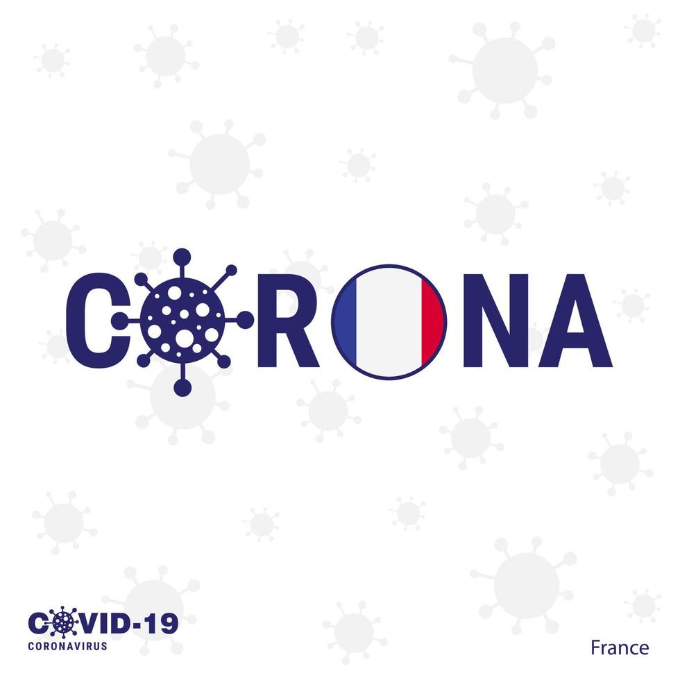 Frankrike coronavirus typografi covid19 Land baner stanna kvar Hem stanna kvar friska ta vård av din egen hälsa vektor