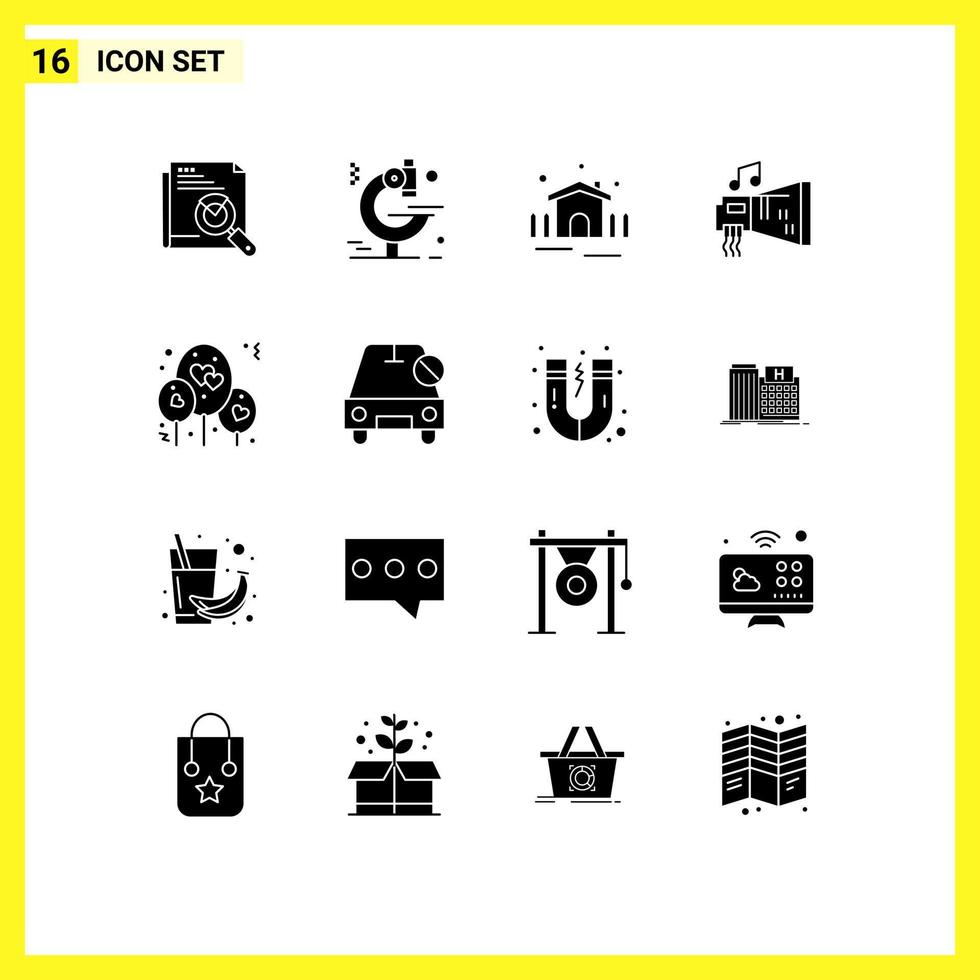 Stock Vector Icon Pack mit 16 Linienzeichen und Symbolen für Audio-editierbare Vektordesign-Elemente für Ballon-Hardware-Baugeräte