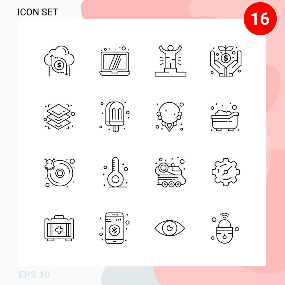 vektor packa av 16 ikoner i linje stil kreativ översikt packa isolerat på vit bakgrund för webb och mobil