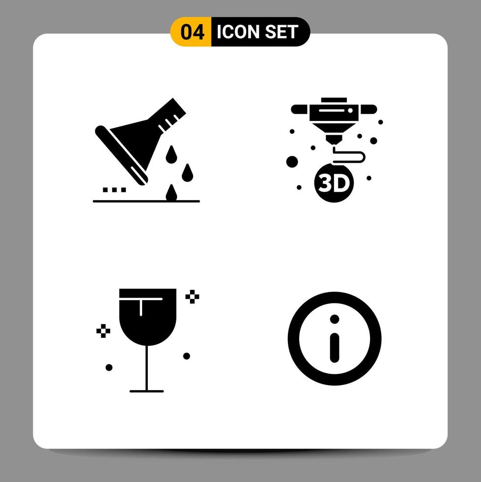 4 schwarze Icon-Pack-Glyphen-Symbole Zeichen für ansprechende Designs auf weißem Hintergrund 4 Icons gesetzt vektor