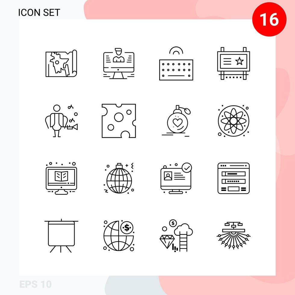 vektor packa av 16 ikoner i linje stil kreativ översikt packa isolerat på vit bakgrund för webb och mobil