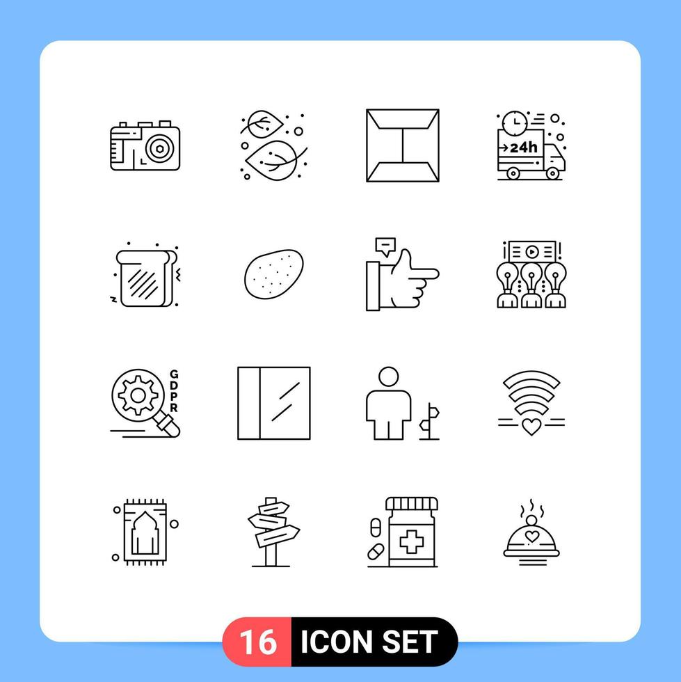 uppsättning av 16 modern ui ikoner symboler tecken för ljuv bil kuvert frakt leverans redigerbar vektor design element