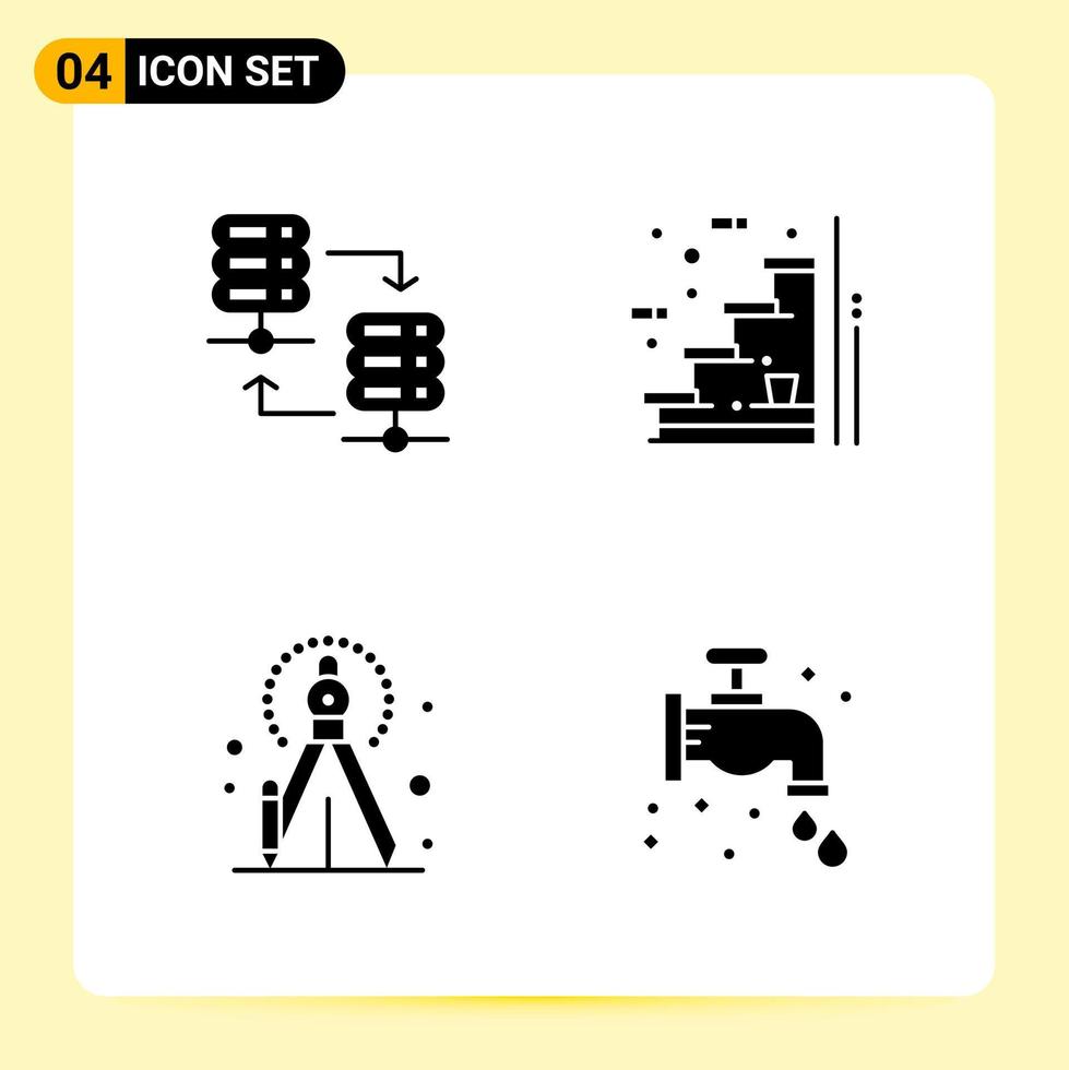 4 kreativ ikoner för modern hemsida design och mottaglig mobil appar 4 glyf symboler tecken på vit bakgrund 4 ikon packa vektor