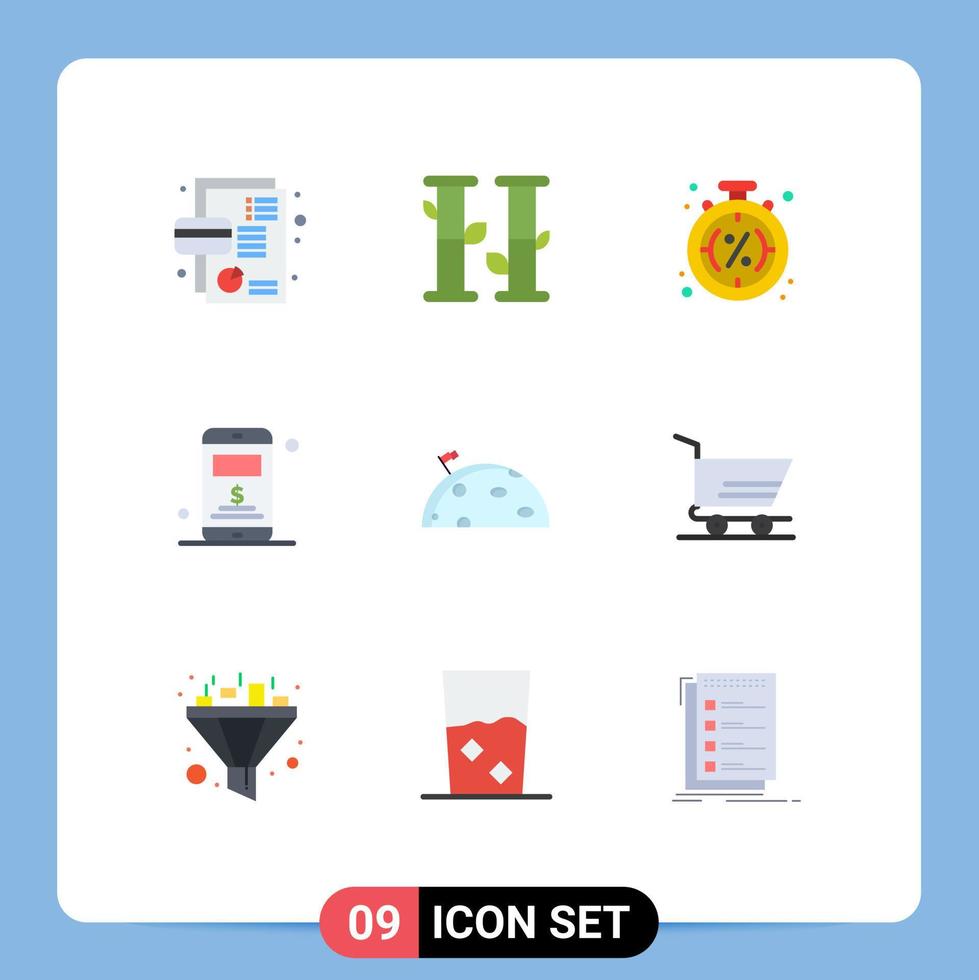 uppsättning av 9 modern ui ikoner symboler tecken för Plats dollar rabatt server handla redigerbar vektor design element
