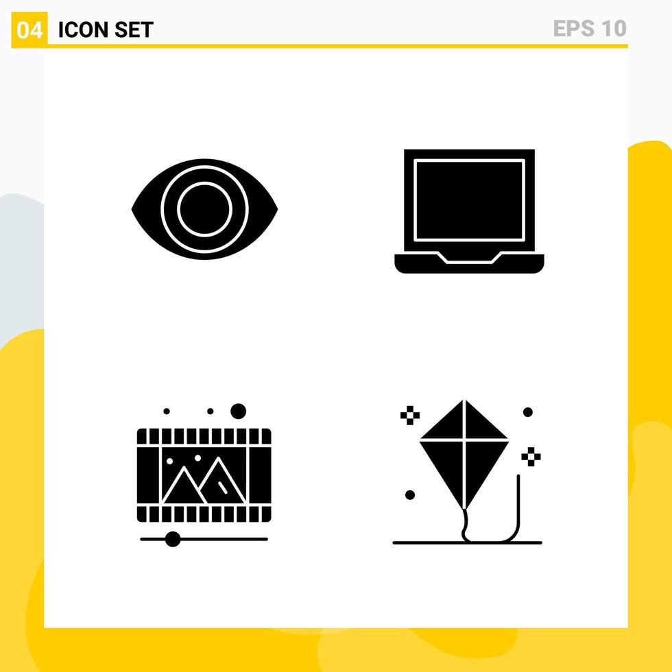 Sammlung von 4 universellen Solid-Icons Icon-Set für Web und Handy vektor