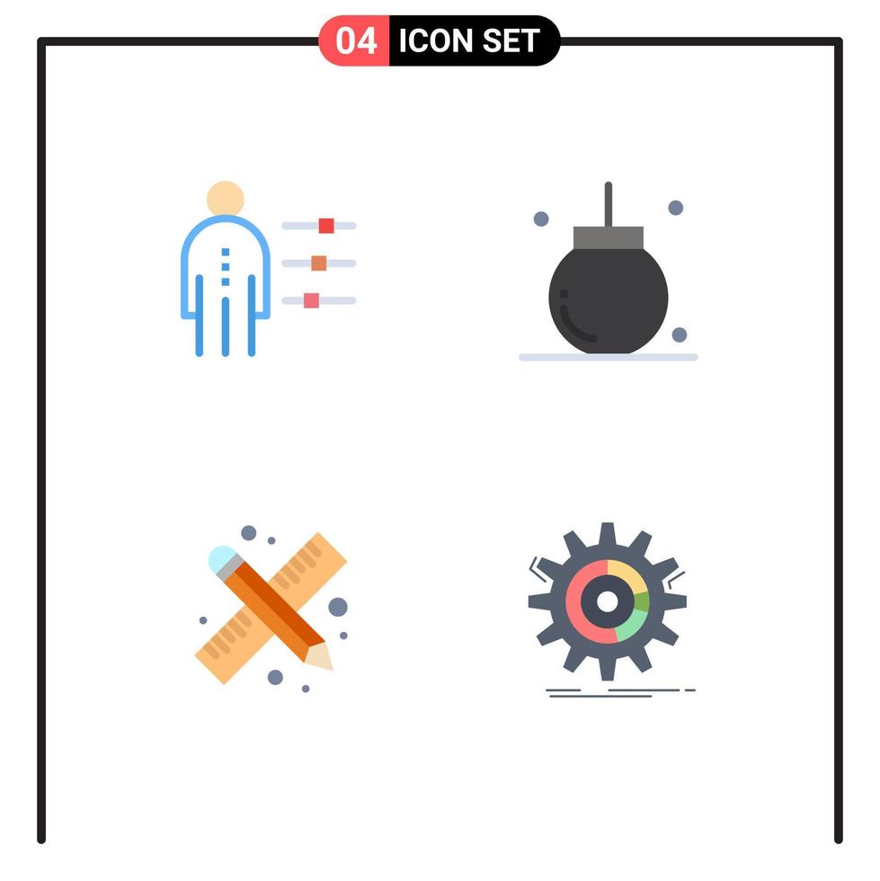 4 användare gränssnitt platt ikon packa av modern tecken och symboler av förmågor xmas person firande teckning verktyg redigerbar vektor design element