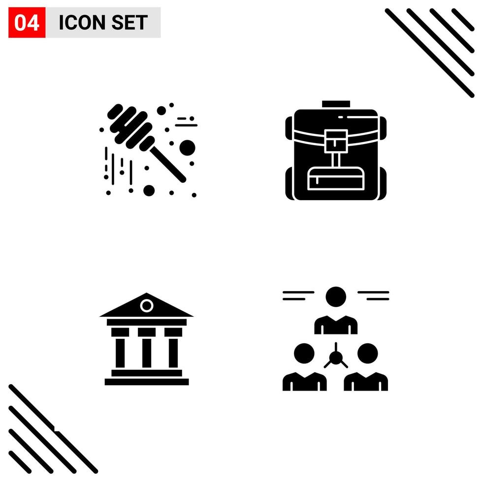 Pixel perfektes Set aus 4 soliden Symbolen Glyphen-Icon-Set für die Gestaltung von Websites und die Schnittstelle für mobile Anwendungen vektor