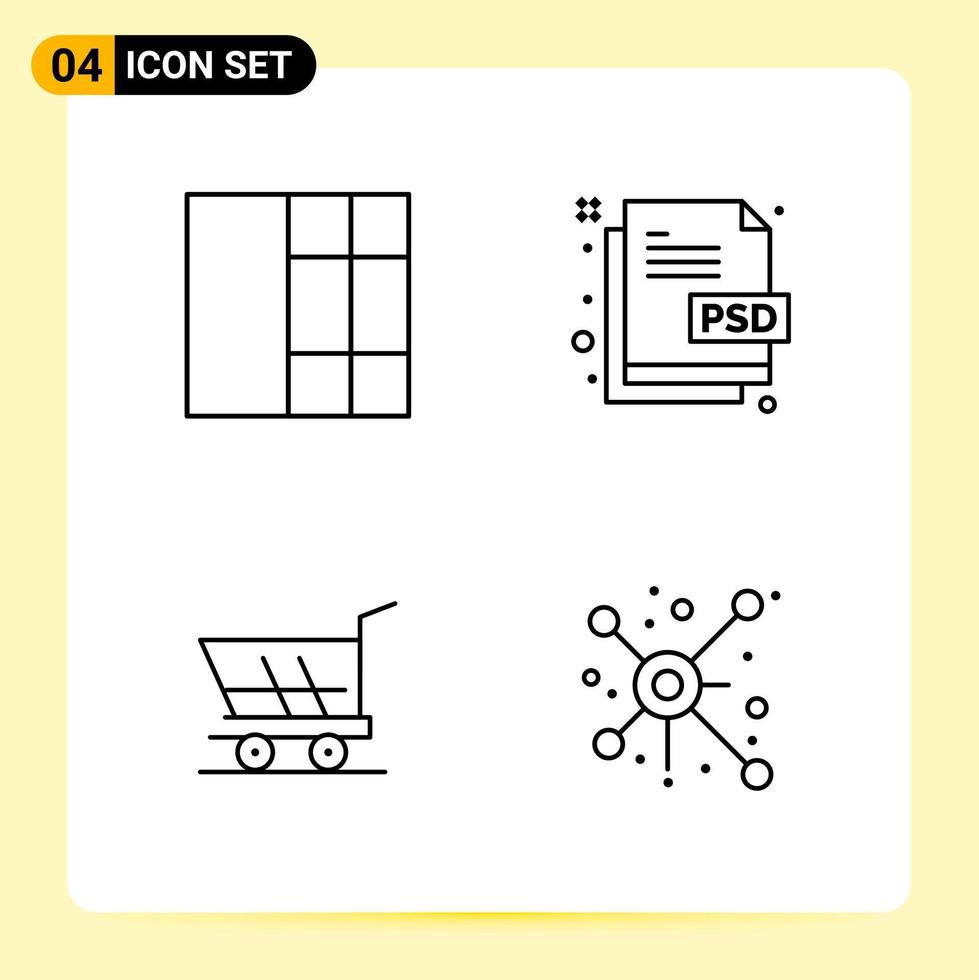 4 kreativ ikoner för modern hemsida design och mottaglig mobil appar 4 översikt symboler tecken på vit bakgrund 4 ikon packa vektor