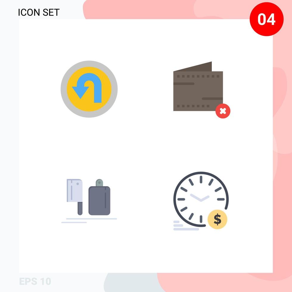 Packung mit 4 modernen flachen Symbolen, Zeichen und Symbolen für Web-Printmedien wie Arrow Chopper Way e Chef editierbare Vektordesign-Elemente vektor