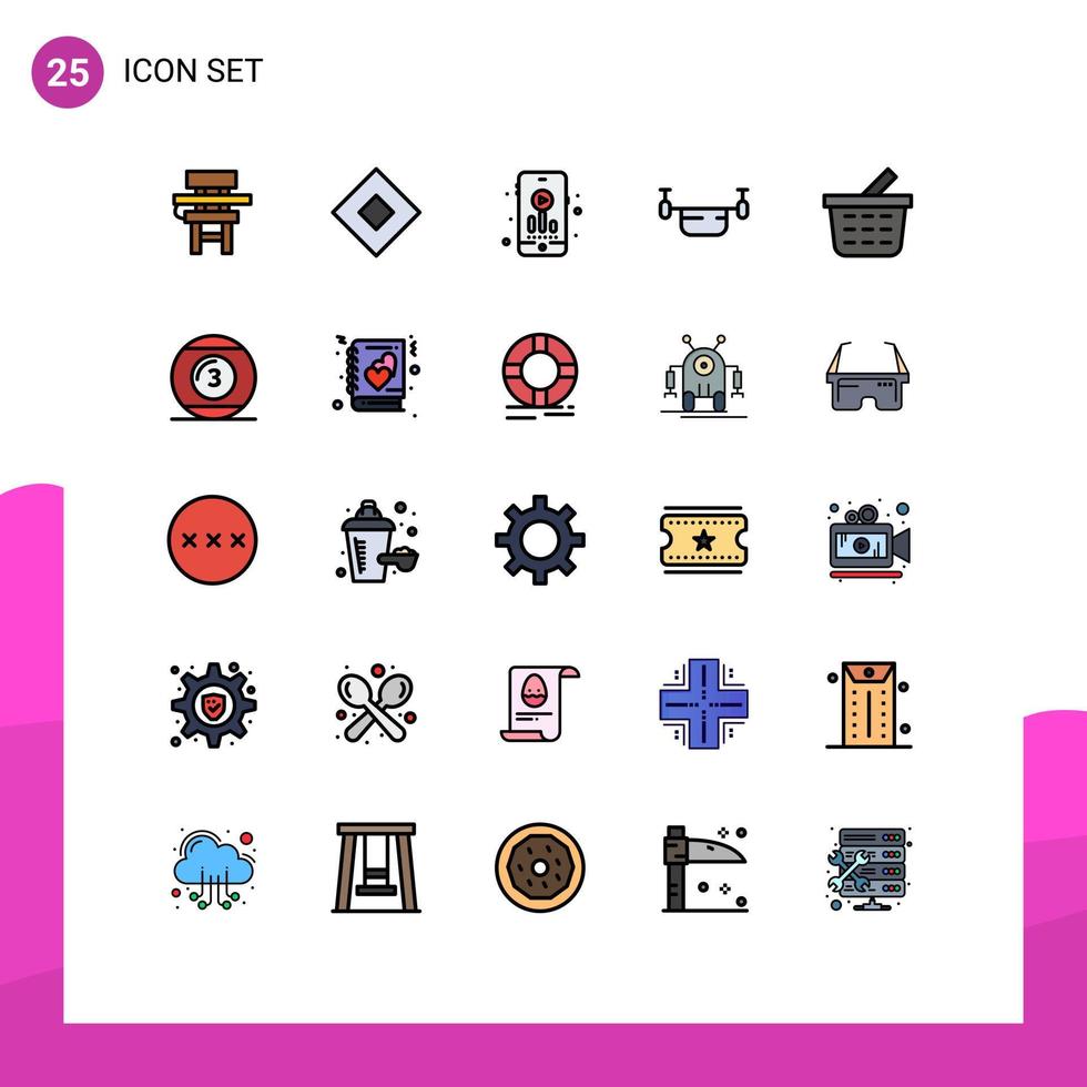 uppsättning av 25 modern ui ikoner symboler tecken för korg transport symboler översikt luft redigerbar vektor design element