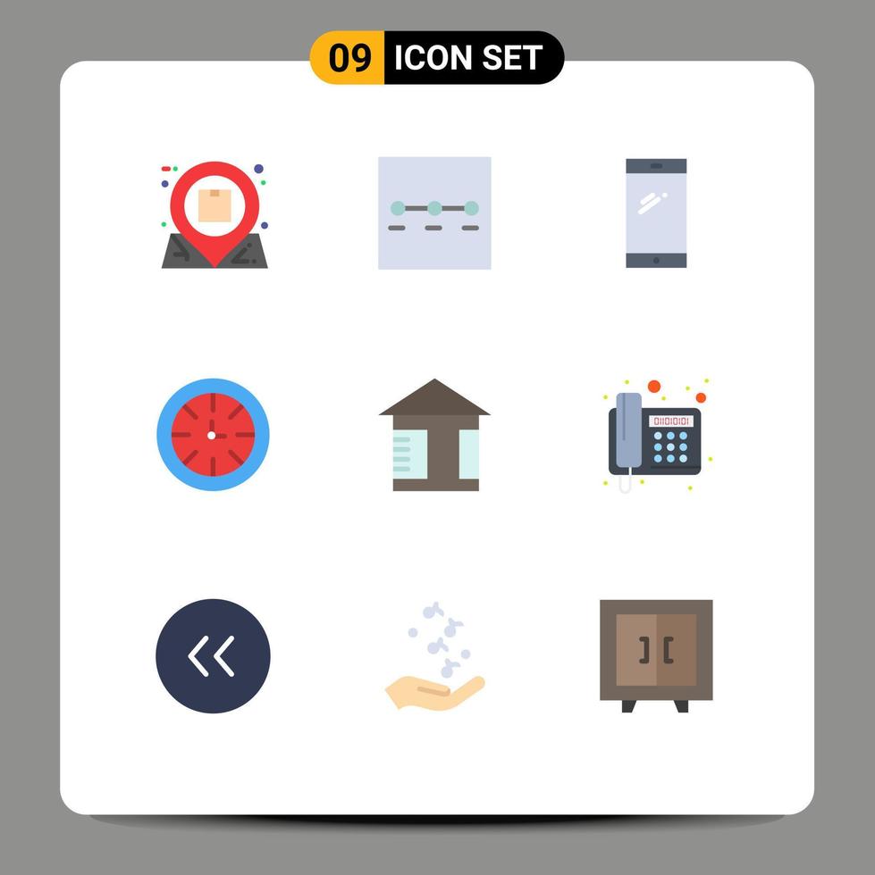 piktogram uppsättning av 9 enkel platt färger av reklam klocka telefon timer samsung redigerbar vektor design element